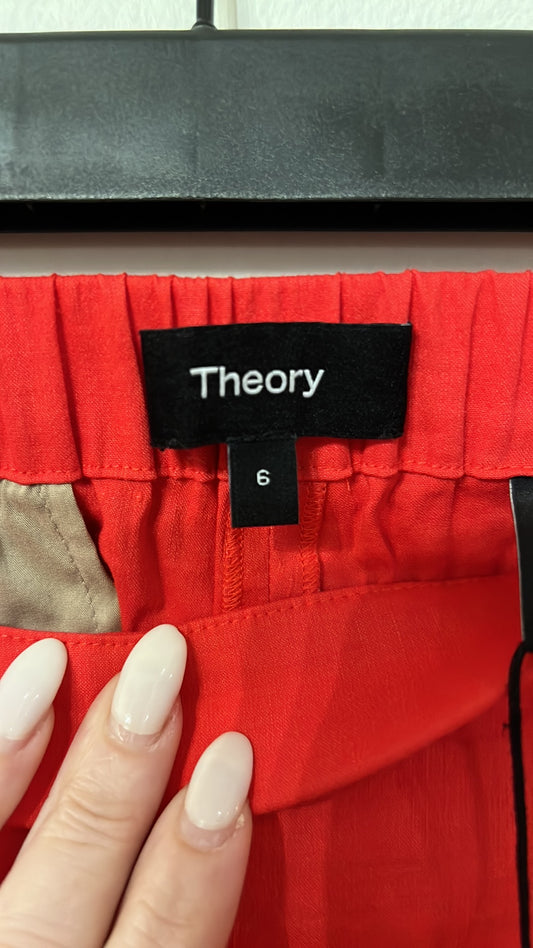 Theory Treeca Pull on Pants size 6 color Poppy NWT