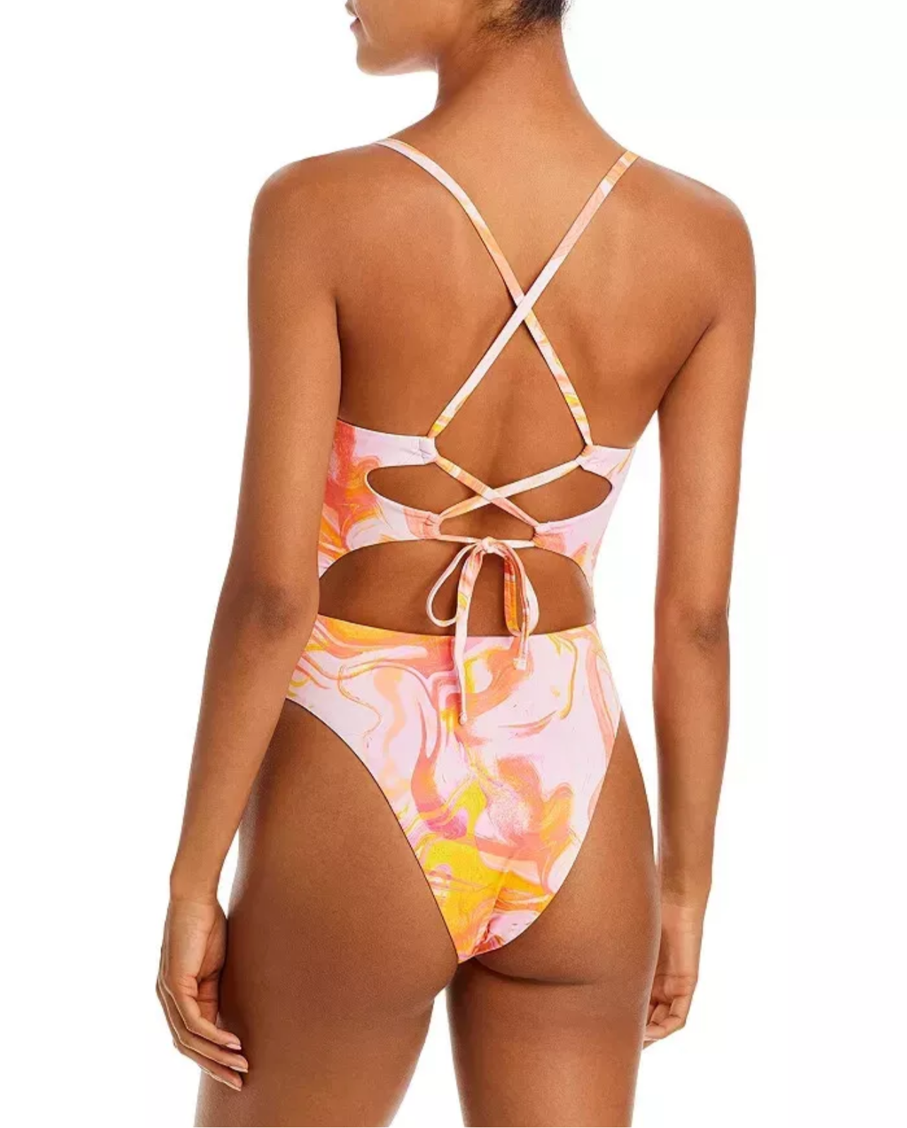 Aqua Swim Monokini Pink and Orange Swirl