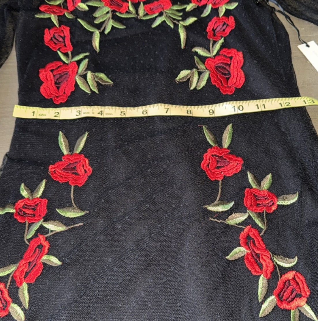 Lovers+Friends Morella Embroidered Rose and Swiss Dot Mesh Dress