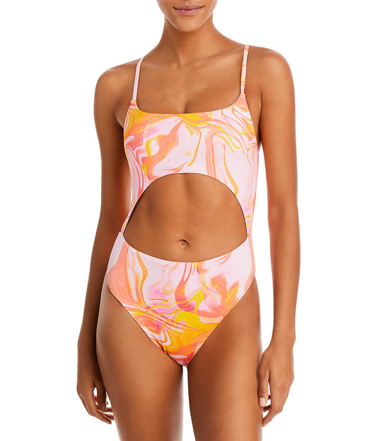 Aqua Swim Monokini Pink and Orange Swirl