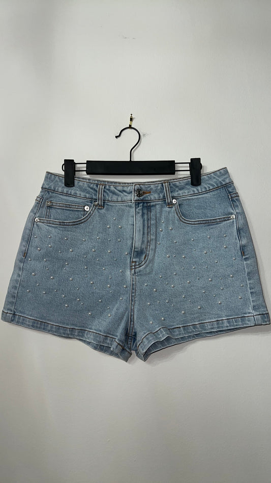 Revolve x Generation Love Vita Pearl Embellished Denim Shorts NWT