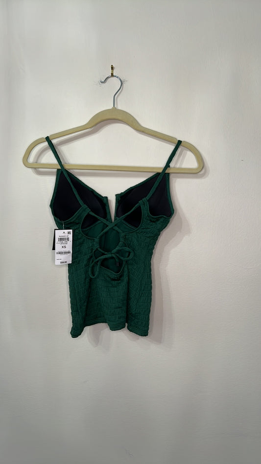 Macys Bar III Pucker Up Textured Notched Neck Tankini Top