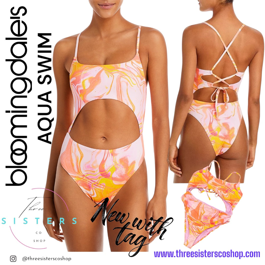 Aqua Swim Monokini Pink and Orange Swirl