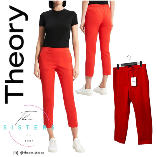 Theory Treeca Pull on Pants size 6 color Poppy NWT