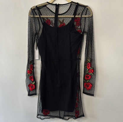 Lovers+Friends Morella Embroidered Rose and Swiss Dot Mesh Dress