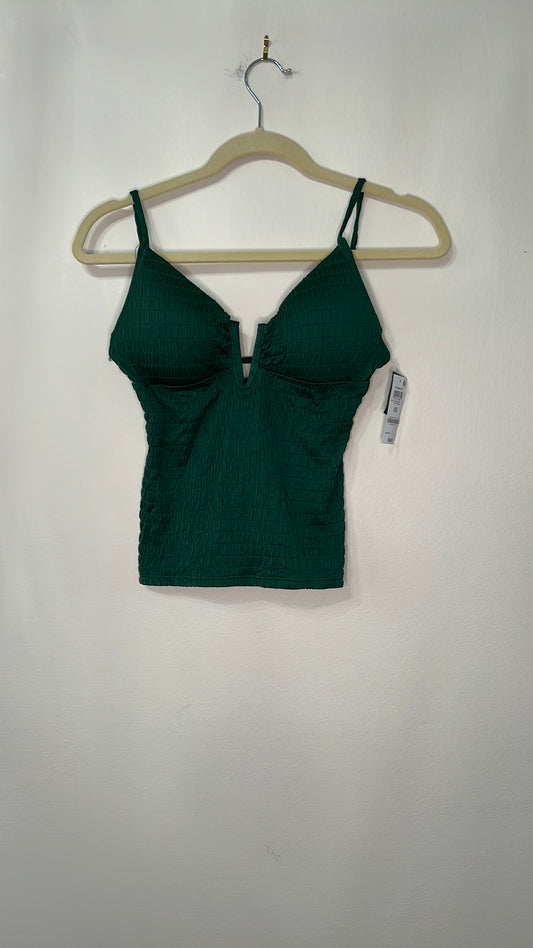 Macys Bar III Pucker Up Textured Notched Neck Tankini Top