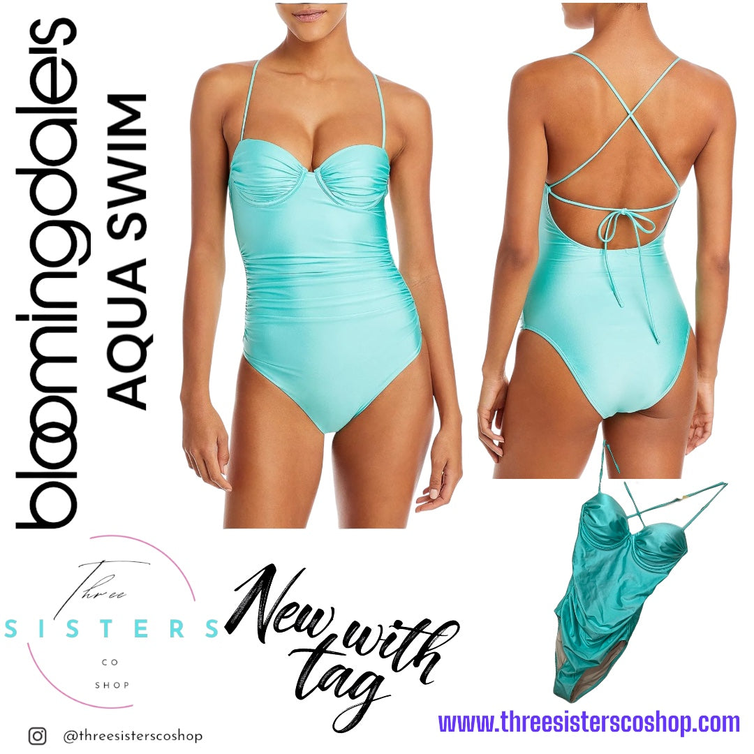 Aqua ruched underwire One-Piece Swimsuit Bloomingdale’s Exclusive